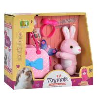 М’яка іграшка Зайчик, 14 см, плюшевий, сумочка, обруч, заколочка, DR5083/5084 (В асортименті)