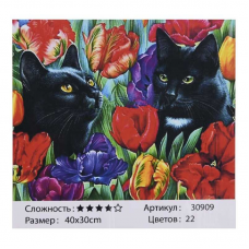 Картина за номерами   "Коти у квітах" TK Group, 30х40см, 30909