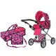 Коляска для ляльки, метал, 84x77x44 см, люлька-переноска, кошик, сумка, 57x38x16 см