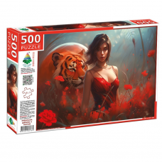 Пазли 500 " Прекрасна дівчина з тигром" ТМ Энергия+