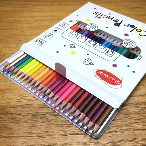 Олівці кольорові двосторонні Acmeliae, 48 кольорів (24 шт.), трикутний корпус, 3 мм (+Gold/Silver)