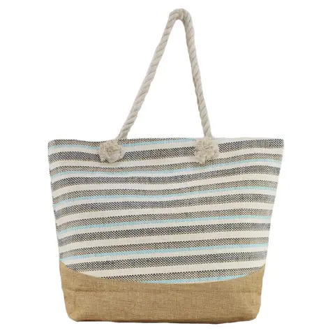 Сумка пляжна, велика, мотузкові ручки Полоси, 36x50x14 см