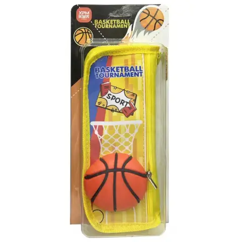 Пенал-косметичка Силіконовий м’яч-баскетбол, 2 змійки, 8x24 см (В асортименті)