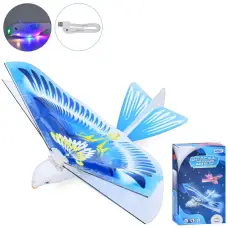 Самолет птица, 19 см, аккумулятор, свет, летает, USB-зарядка, 14x24x6 см (в ассортименте)