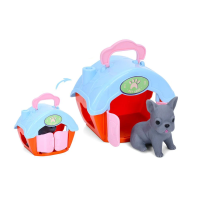 М’яка іграшка Песик, 6 см, із переноскою, 11x9x7 см, 666-21-22-23 (В асортименті)