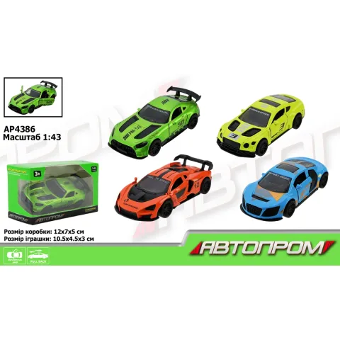Металева автомодель Автопром 1:43, відкриваються двері AP4386 (В асортименті)