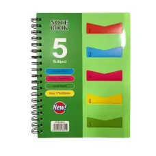 Тетрадь Subject, А5, 120 листов, 5 разделов, спираль, ПВХ обложка, клетка, 4 цвета