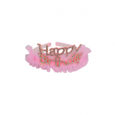 Обруч на голову "Корона ажурна зі стразами- Happy Birthday" 3кол.(50*12)