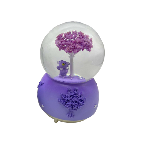 Снігова куля музична з підсвіткою Лавандовий ведмедик F-312-80 80 мм (В асортименті)
