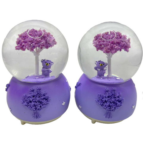 Снігова куля музична з підсвіткою Лавандовий ведмедик F-312-80 80 мм (В асортименті)