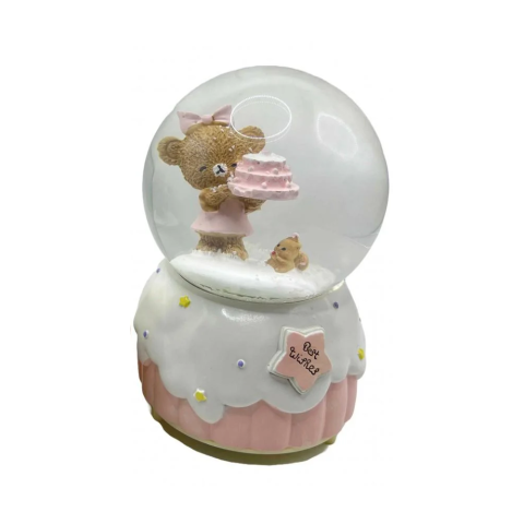 Снігова куля музична з підсвіткою Ведмедик з подарунками F-341-100 100 мм (В асортименті)