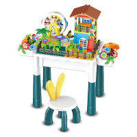 Столик з конструктором, HX839-84A, висота 42 см, 154 елементи, фігурки людей, стільчик