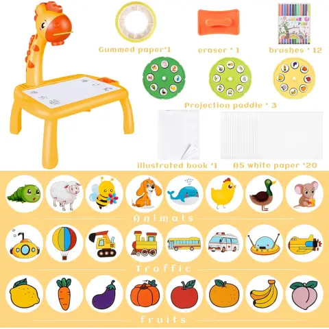 Проектор жираф, стіл, 29.5x23x32 см, слайди, 24 картинки