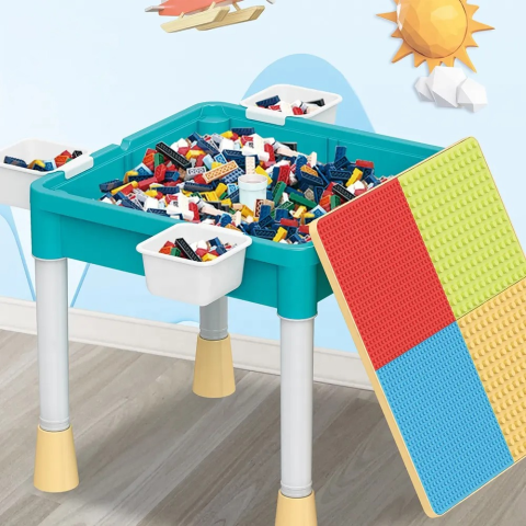 Столик для конструктора Лего, стілець, бокові кошики для деталей, двостороння стільниця, 57x11x48 см