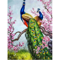 Алмазна мозаїка за номерами Павліни, 30x40 см, полотно на рамі