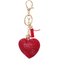 Брелок зі стразами Серце об’ємне з пензликом 6 см (В асортименті)