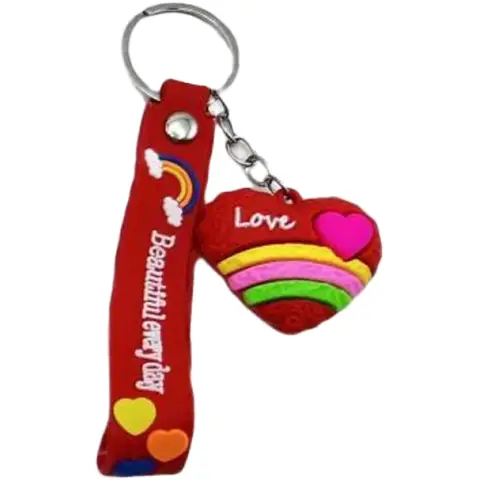 Брелок силіконовий з хлястиком Серце-Love 4.5 см (В асортименті)