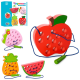 Дерев’яна іграшка Шнурівка фрукти, 15 см, 18x18x3 см (В асортименті)