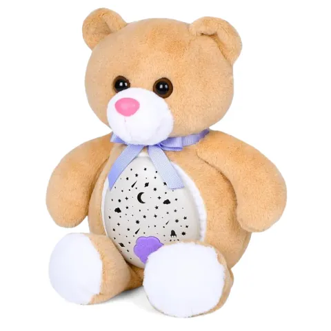 Нічник ведмедик, 30 см, плюш, інтерактивний, проєктор зоряного неба, колискові, білий шум (В асортименті)