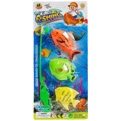 Риболовля, 3 рибки, вудка, на листі, 31x14x3 см, 886-1-2-3-4 (В асортименті)