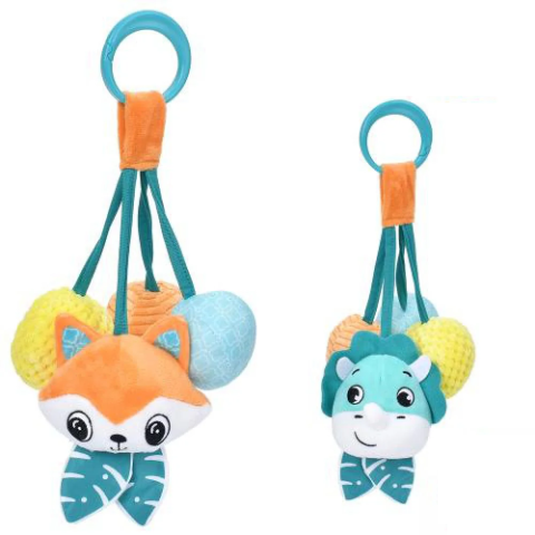 Підвіска м’яка на коляску/ліжко, 27 см, тварина, шуршить, брязкальце, плюш, 14x14x6 см