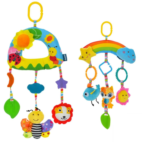 Підвіска на коляску, 43 см, тваринки, брязкальце, пискавка, плюш, 25x15x6 см