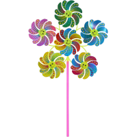 Вітрячок вертушка, діаметр 30 см, 6 квіток 10 см, паличка 30 см, фольга, 24x26x4 см