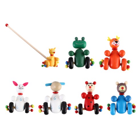 Дерев'яна іграшка Каталка на палці, 49 см, тварина 10 см, 8 видів