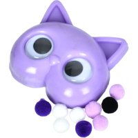 Іграшка антистрес, кішечка, 6x7 см, рухливі очі, TPR, мішура, 4 кольори, 28.5x21x7 см