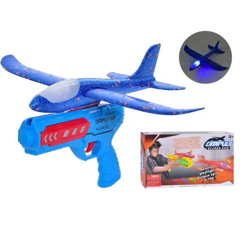Літак, 34 см, пістолет 21.5 см на запуску, світло, 34.5x20x5 см (В асортименті)