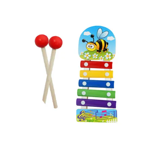 Ксилофон WToys, 18904, дерев’яна основа, 5 металевих пластин, молоточки (В асортименті)