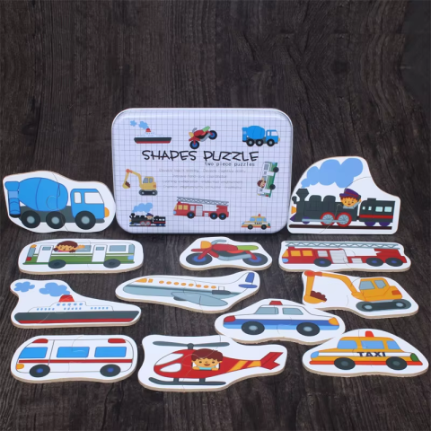 Пазли дерев’яні, від 25 деталей, металевий пенал, MD2335 (В асортименті)