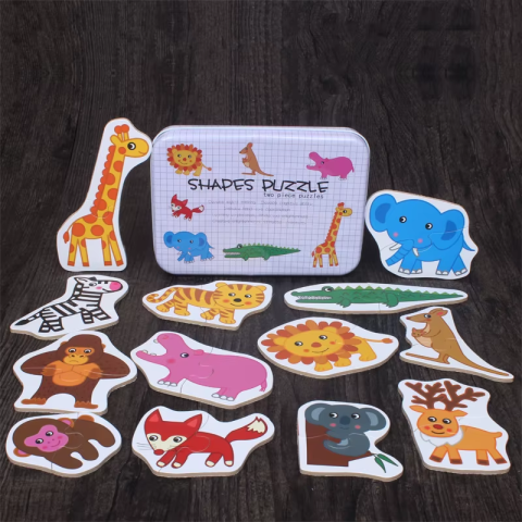 Пазли дерев’яні, від 25 деталей, металевий пенал, MD2335 (В асортименті)