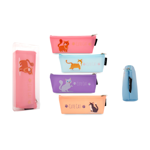 Пенал силіконовий Cute Cat, 20x8x3.5 см, PVC, 805-16P (В асортименті)