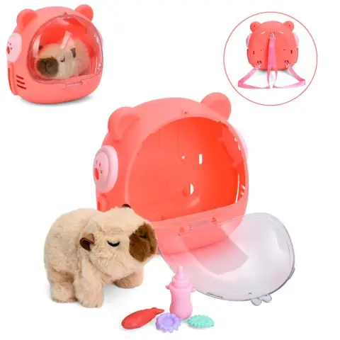 Тварина капібара, 688-127A, 15 см, плюш, з переноскою, інтерактивний (В асортименті)