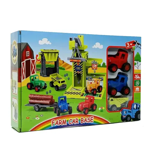 Ферма Синій трактор, навантажувач, 2 трактори, вантажівка, 32x8x21.5 см