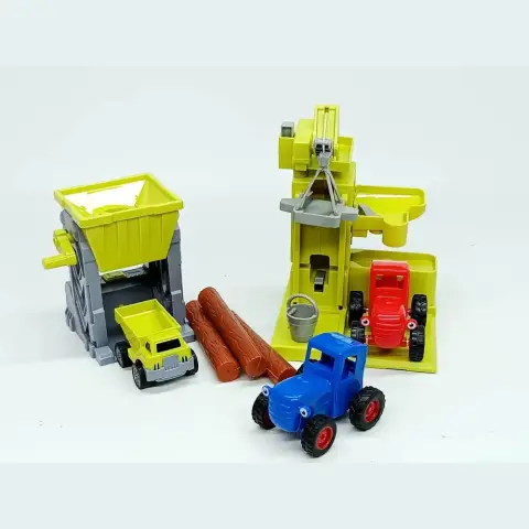 Ферма Синій трактор, навантажувач, 2 трактори, вантажівка, 32x8x21.5 см