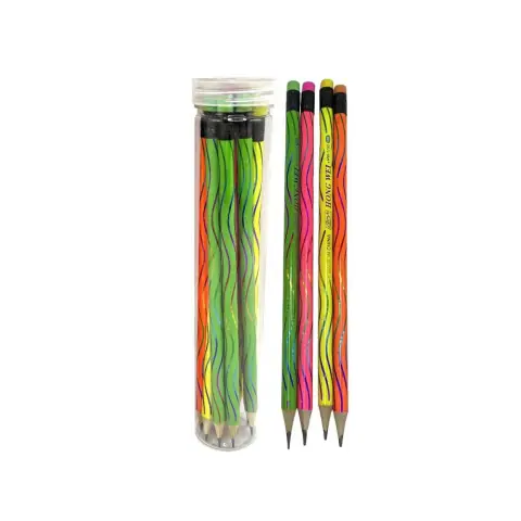 Олівець чорнографітний Неон, HB, трикутний корпус, з гумкою, 12 шт., HW-1678