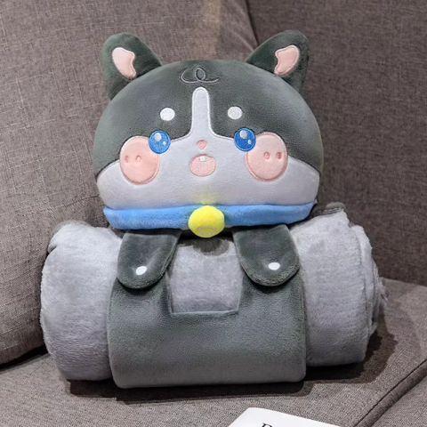 М’яка іграшка Звірятко, M18747, з пледиком, 2 заклепки (В асортименті)