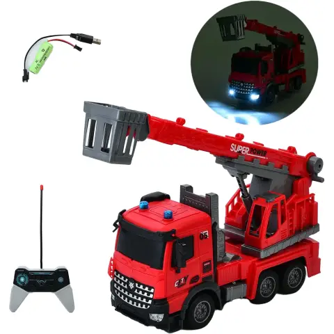 Пожежна машина на радіокеруванні, 33 см, світло, вишка, 43x23.5x13 см, YJ-119-1-2