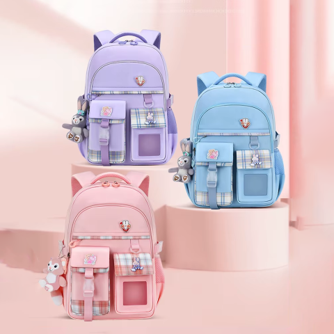 Рюкзак із брелком Зайченя, 30x17x44 см, 1 відділення, 6 кишень, на блискавці, C72832 (В асортименті)