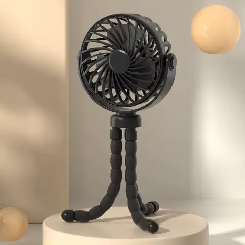 Вентилятор, 22 см, ручний/портативний, гнучка ручка, 3 швидкості, світло, USB-зарядка, MK5718 (В асортименті)