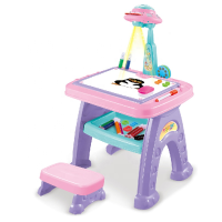 Проектор-мольберт 2в1 LimoToy, столик 39x58x30 см, стілець, англійські букви, цифри, маркери, світло, AK0004