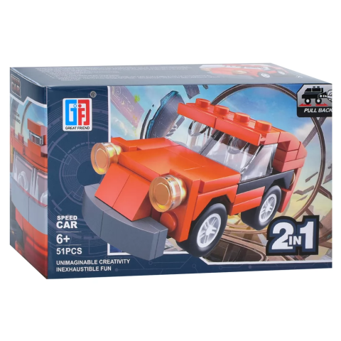 Конструктор 2в1 Транспорт-трансформер, 123-353/357, від 51 деталі, (В асортименті)