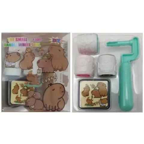 Набір штампиків Капібара, 3 шт., ролик, штемпельна подушка, 3301-CB (В асортименті)