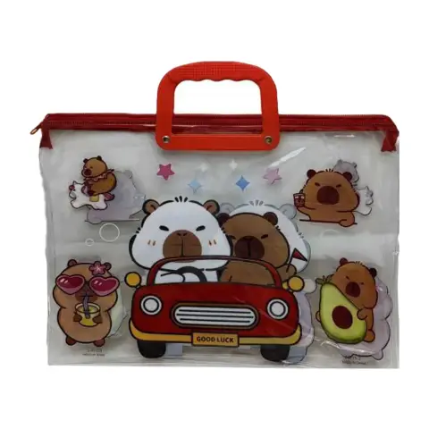 Папка-портфель ПВХ прозора Капібара, 28x39 см, 30 мкм, 33-CB (В асортименті)