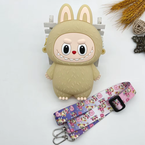 Сумочка Labubu, 13.5x10x3 см, вушка, 1 відділення, застібка-блискавка, силікон, довга ручка, 13x15x13 см