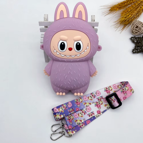 Сумочка Labubu, 13.5x10x3 см, вушка, 1 відділення, застібка-блискавка, силікон, довга ручка, 13x15x13 см