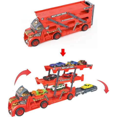 Трейлер, 45 см, трек, з металевими машинками, 8 шт. (В асортименті)