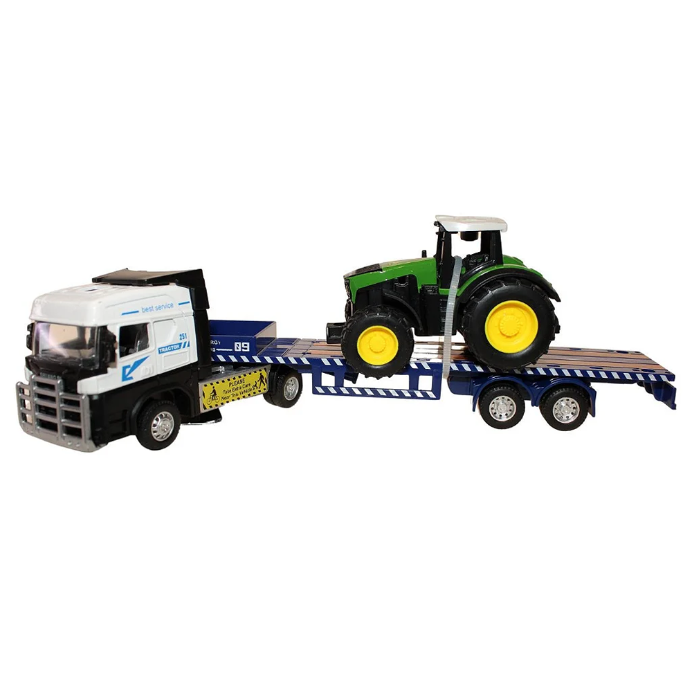 Автовоз інерційний металевий з трактором, в кор, 4види 28*5,4*9,5см /96/
